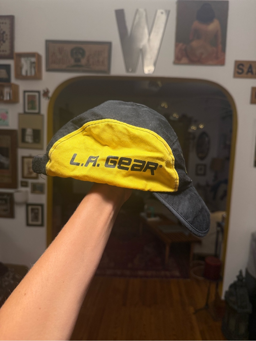 L.A. Gear Vintage 90s 80s Black and Yellow Sport Bike Five Panel Hat